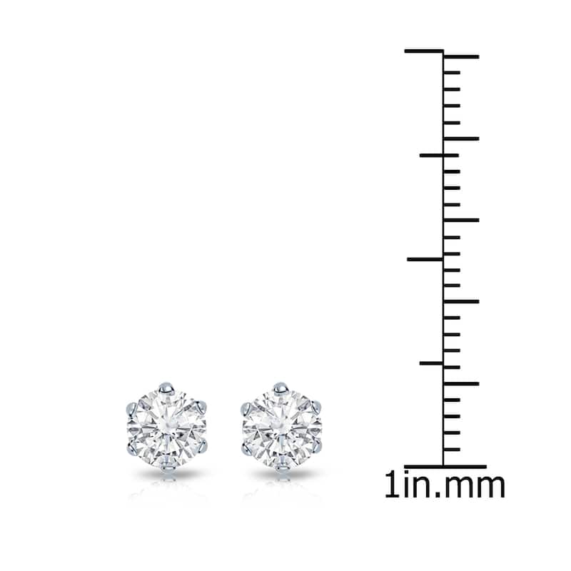 14k Gold 3/4ct TDW 6 Prong Round Solitaire Diamond Stud Earrings by Auriya (I-J, SI2-SI3)
