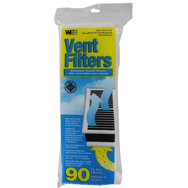 WEB Floor Register Vent Filters – 4x12 Inch Electrostatic Dust-Trapping Panels, 12 Count – Cuts To Fit For RV, Apartment, Home