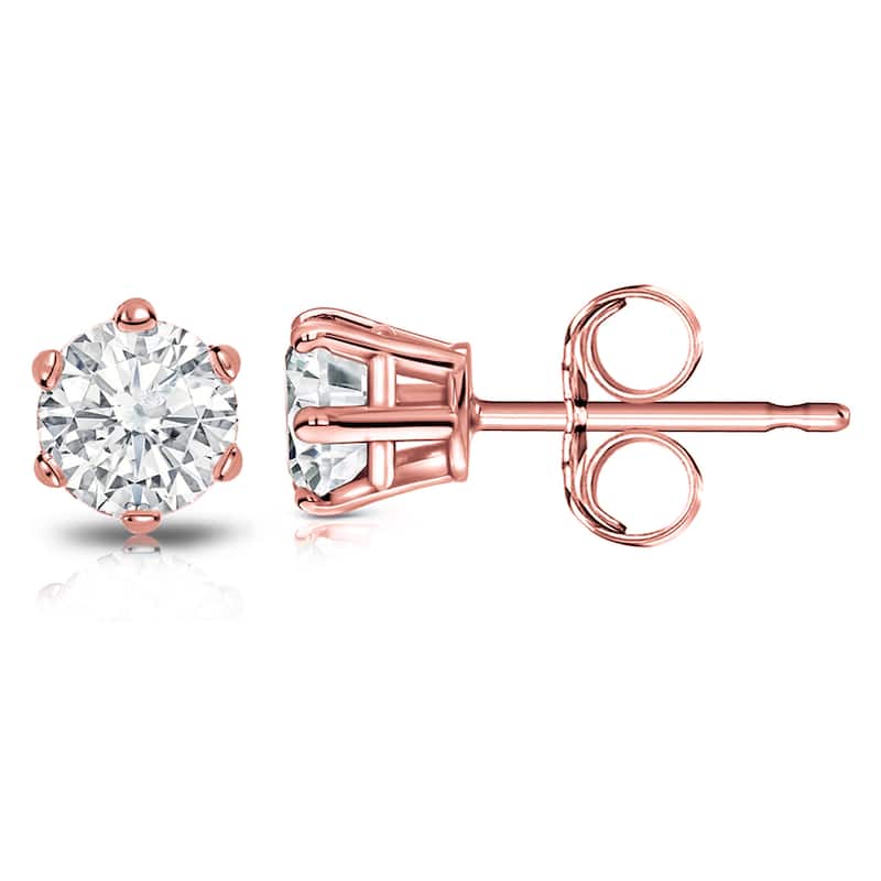 Auriya 1 1/2ctw Round Diamond Stud Earrings 14k Gold 6-Prong (I-J, SI2-SI3)