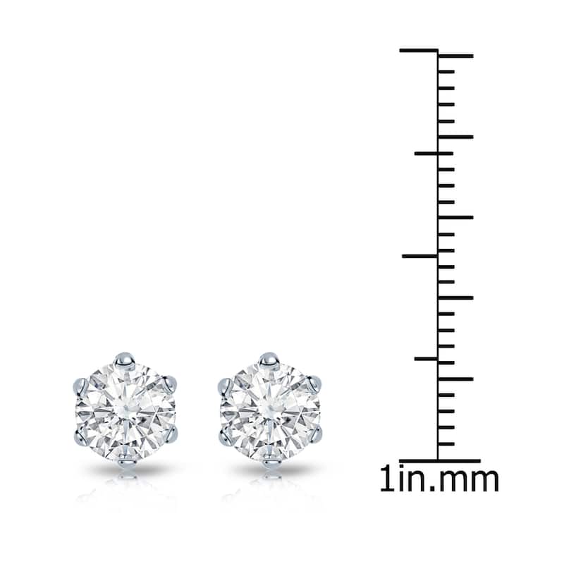 Auriya 1 1/2ctw Round Diamond Stud Earrings 14k Gold 6-Prong (I-J, SI2-SI3)