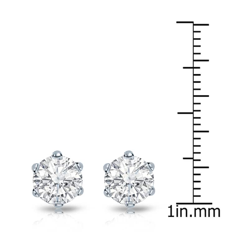 14k Gold 2ct TDW 6 Prong Round Solitaire Diamond Stud Earrings by Auriya