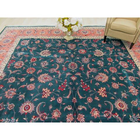 Hand-knotted Wool Green Traditional Oriental Pak-Persian Rug (12' x 18'9) - 12' x 19'