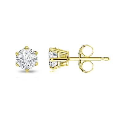 Auriya 1/4ctw Round Diamond Stud Earrings 14k Gold 6-Prong (I-J, I1-I2)