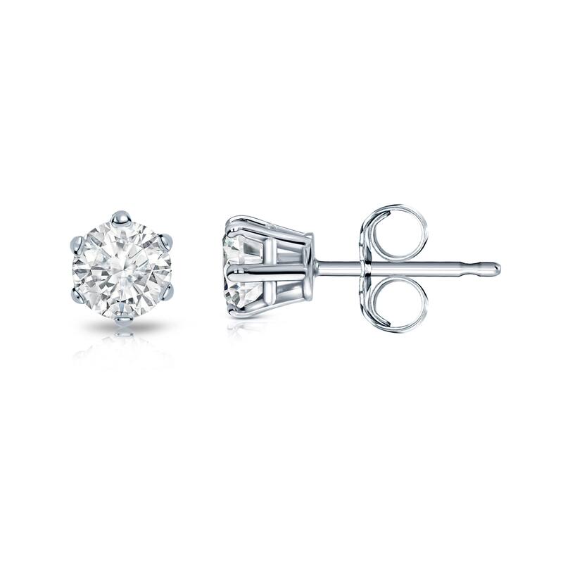 Auriya 1/4ctw Round Diamond Stud Earrings 14k Gold 6-Prong (I-J, I1-I2) - White
