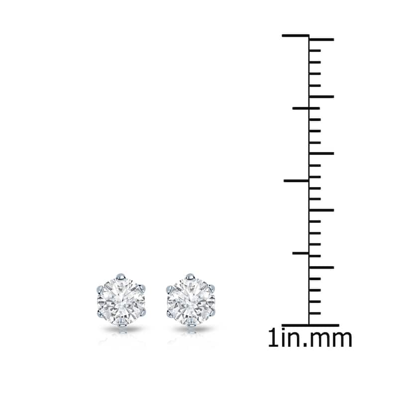 14k Gold 1/2ct TDW 6 Prong Round Solitaire Diamond Stud Earrings by Auriya (I-J, I1-I2)