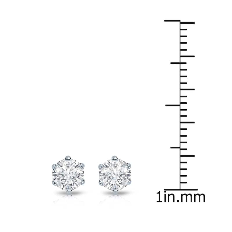 Auriya 3/4ctw Round Diamond Stud Earrings 14k Gold 6-Prong (I-J, I1-I2)