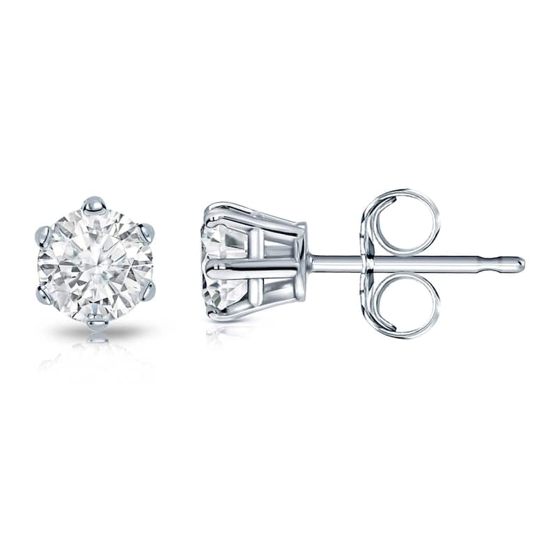 Auriya 3/4ctw Round Diamond Stud Earrings 14k Gold 6-Prong (I-J, I1-I2)