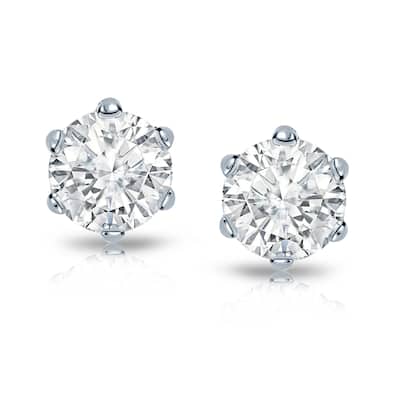 Auriya 2ctw Round Diamond Stud Earrings 14k Gold 6-Prong (I-J, I1-I2)