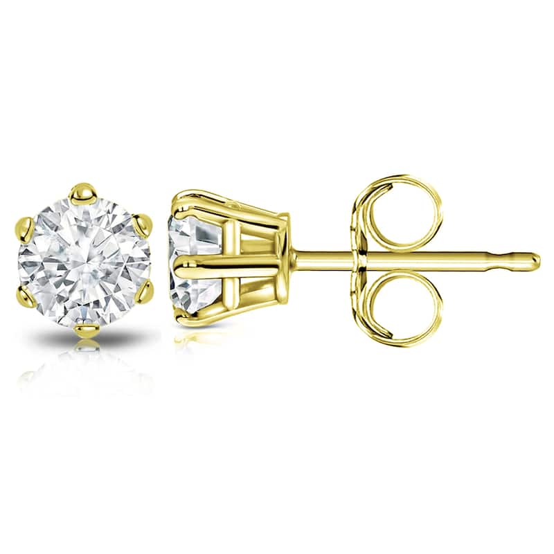 Auriya 2ctw Round Diamond Stud Earrings 14k Gold 6-Prong (I-J, I1-I2)