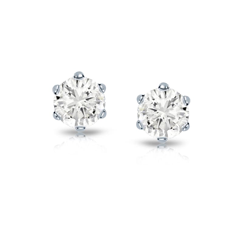 Auriya Round 1/4ct TW Solitaire Diamond Stud Earrings 14k Gold 6-Prong