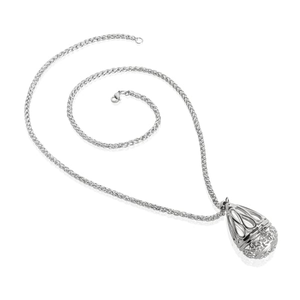 ELYA Jewelry Womens Stainless Steel Heart Drop Bead Pendant Necklace