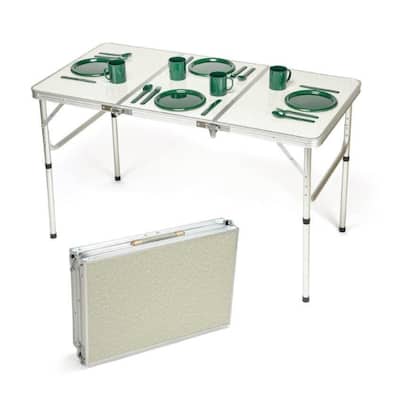 Trademark Innovations Aluminum Portable and Adjustable Lightweight Folding Table