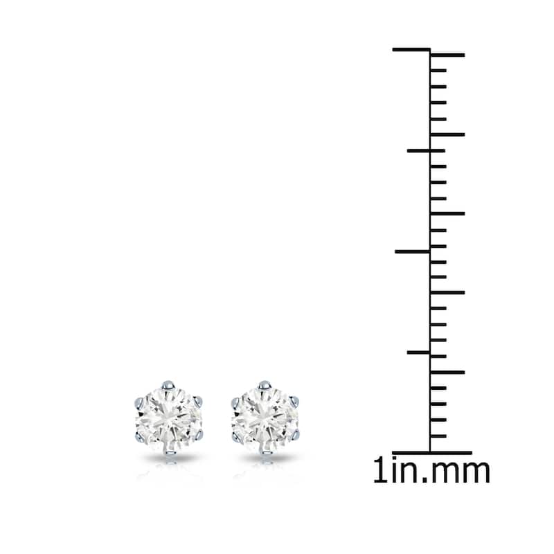 14k Gold 1/2ct TDW 6 Prong Round Solitaire Diamond Stud Earrings by Auriya