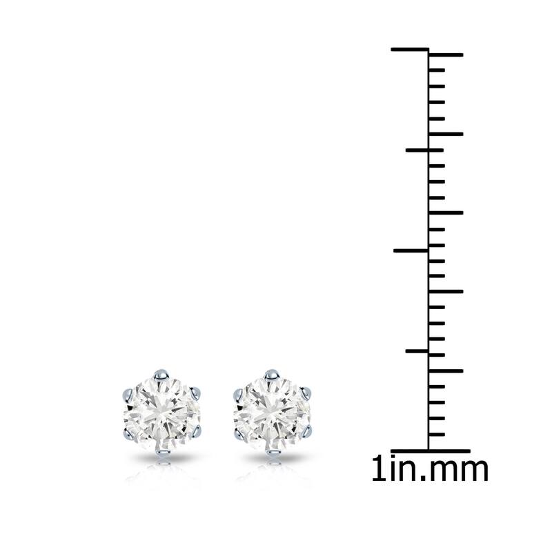 14k Gold 3/4ct TDW 6 Prong Round Solitaire Diamond Stud Earrings by Auriya (J-K, I2-I3)