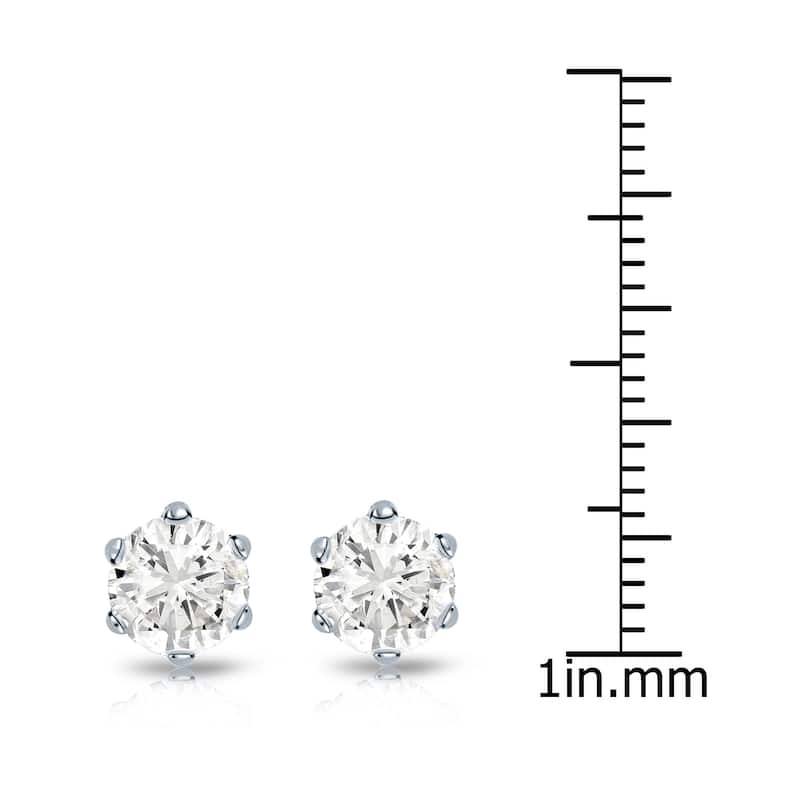 14k Gold 1 1/2ct TDW 6 Prong Round Solitaire Diamond Stud Earrings by Auriya