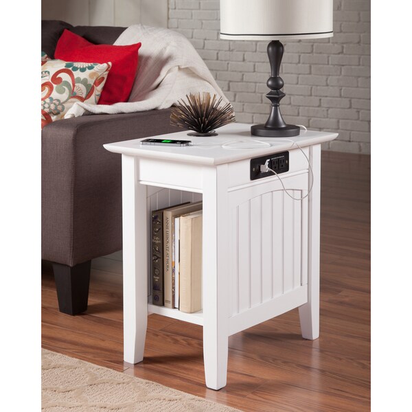Shop Nantucket Charger White Wood Side Table On Sale Free Shipping