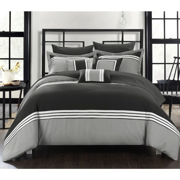 Chic Home Falconia Black 8-Piece Bed in a Bag Comforter with Sheet Set