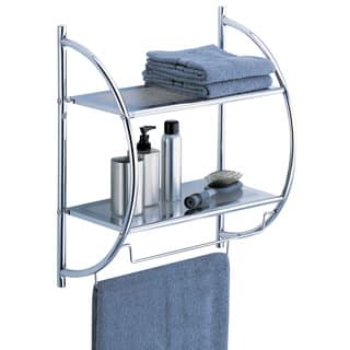 Chrome Finish Bathroom Furniture Find Great Deals Organize It All 1753w B Chrome Two Tier Shelf With Towel Bars