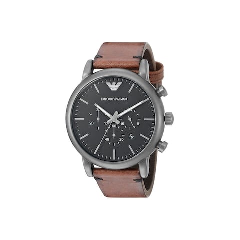 Emporio Armani Men's AR1919 'Dress' Chronograph Brown Leather Watch