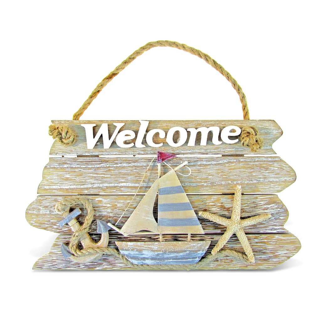 Puzzled Nautical Decor Collection Vintage Welcome Sign