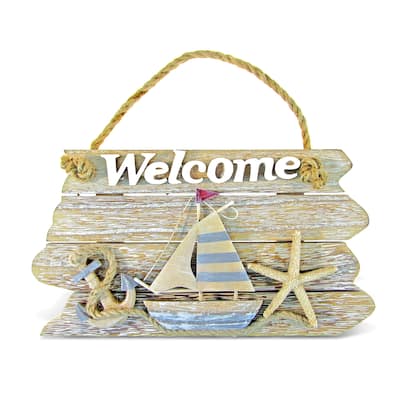 Puzzled Nautical Decor Collection Vintage Welcome Sign