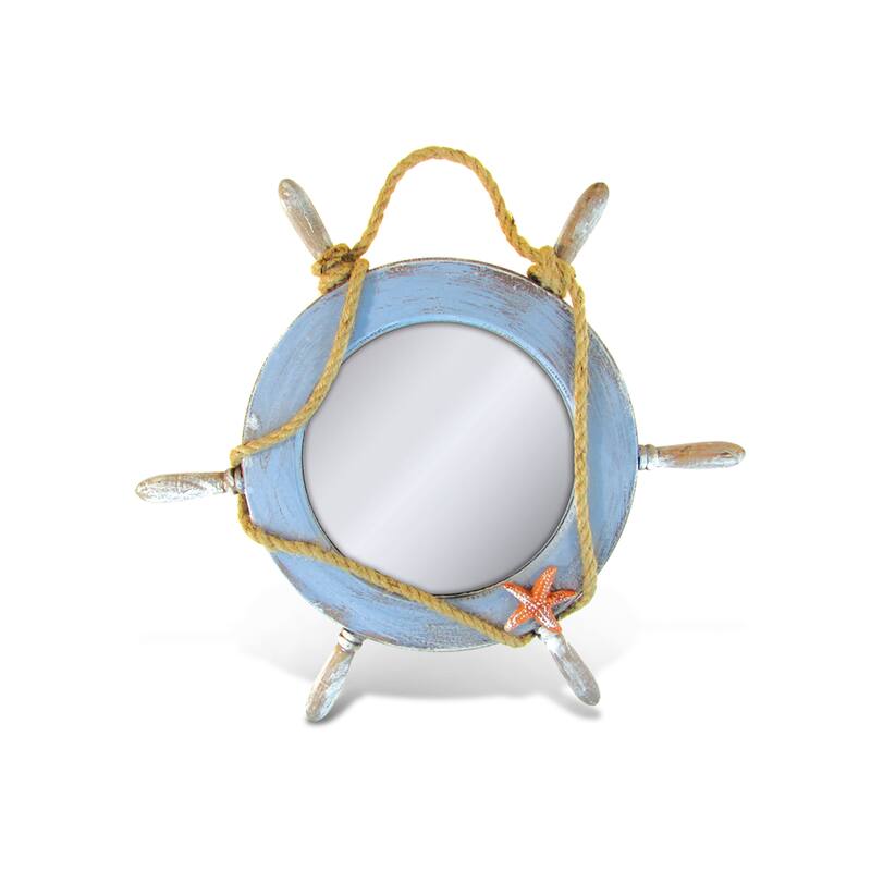 Puzzled Nautical Decor Plastic Pacific Mirror Boat Wheel