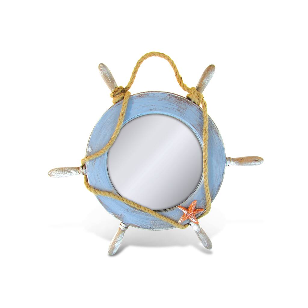 Puzzled Nautical Decor Plastic Pacific Mirror Boat Wheel