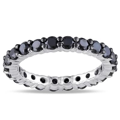 Miadora 14k White Gold 2ct TDW Black Diamond Eternity Ring