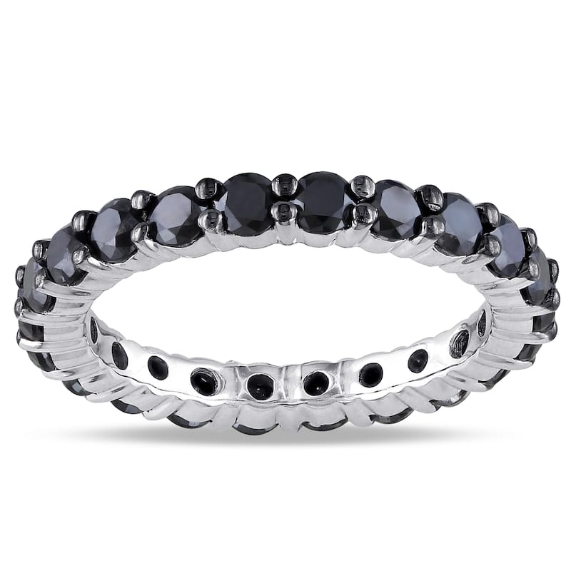 Miadora 14k White Gold 2ct TDW Black Diamond Eternity Ring