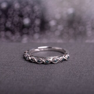 miadora 10k white gold 16ct tdw blue diamond vintage filigree wedding band - Engagement Rings With Wedding Bands miadora 10k white gold 16ct tdw blue diamond vintage filigree wedding band - Engagement Rings With Wedding Bands