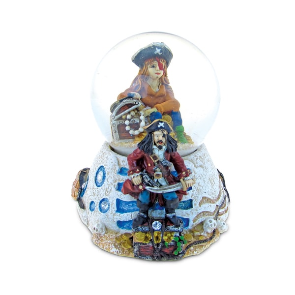 Puzzled Multicolored Plastic/Stone Pirate Stone Snow Globe