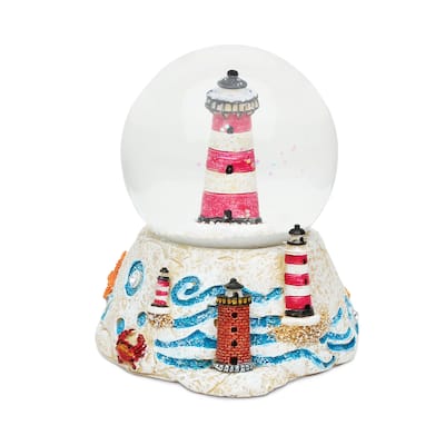 Puzzled Lighthouse Stone Snow Globe