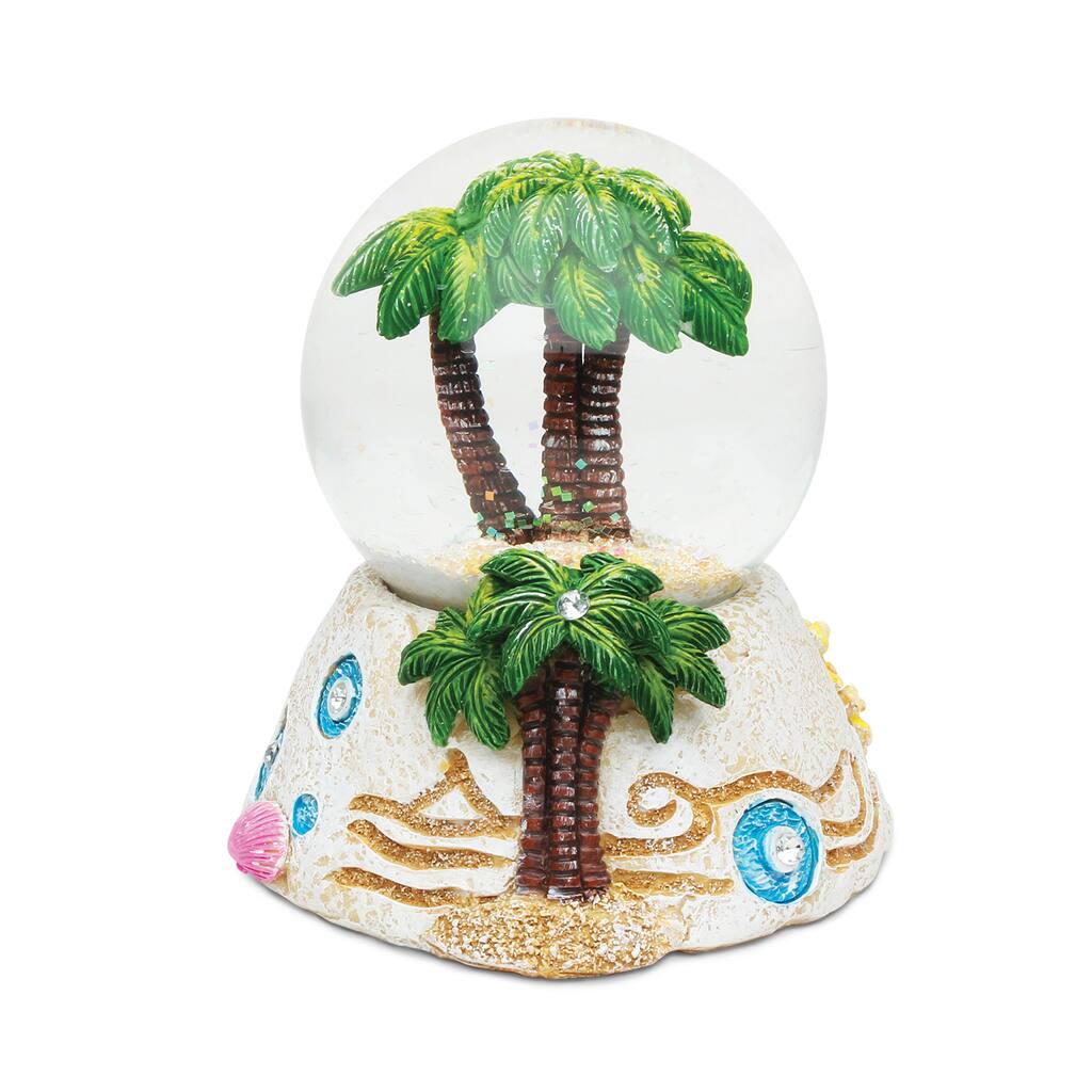 Stone Decor Collection Multicolor Plastic Palm Tree Snow Globe