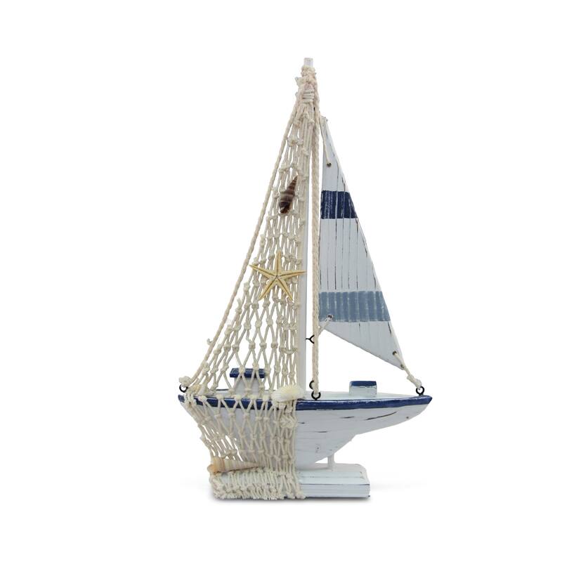 Puzzled Inc Nautical Decor Collection Blue Stripes Plastic Boat