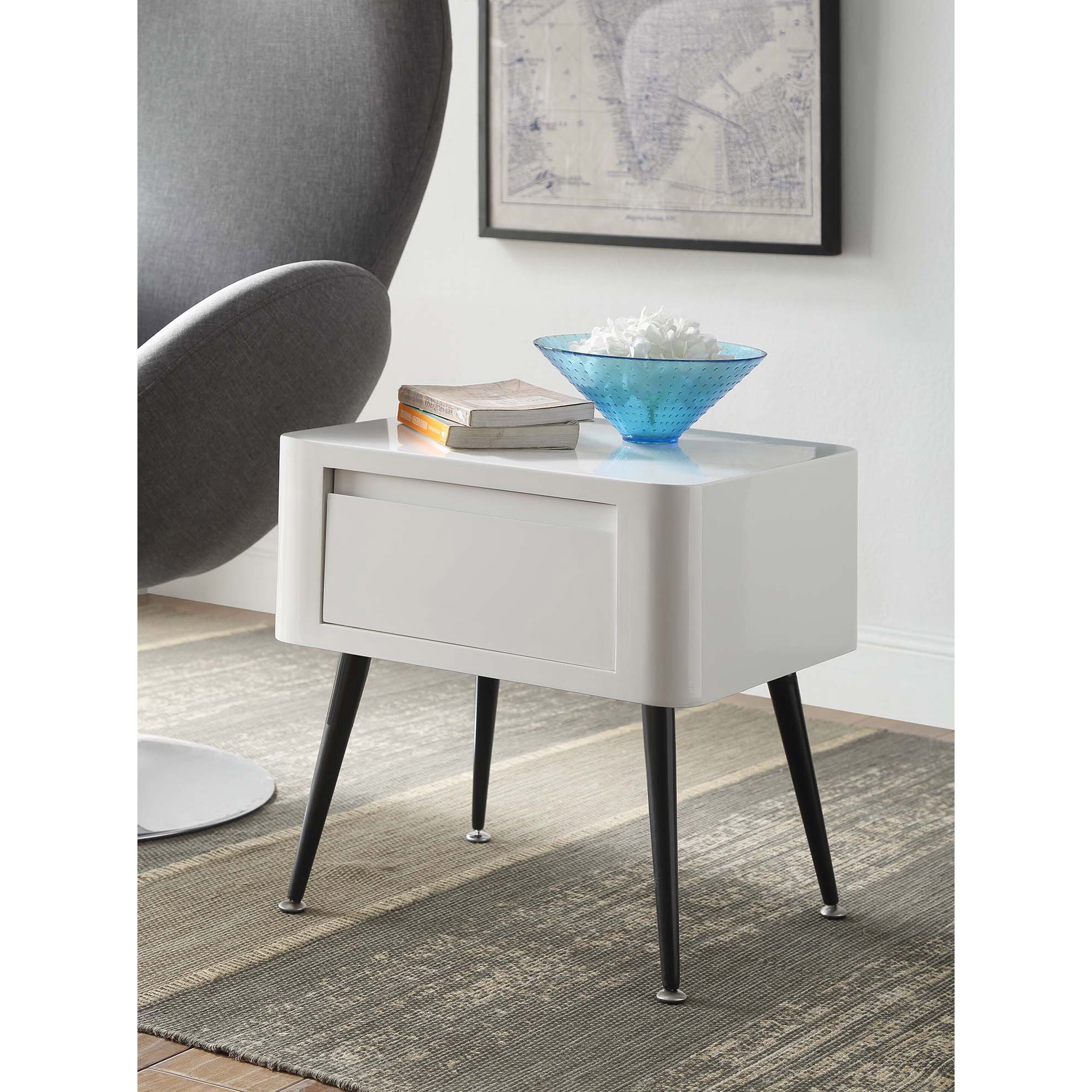 Black and White Midcentury Modern Short Side Table White eBay