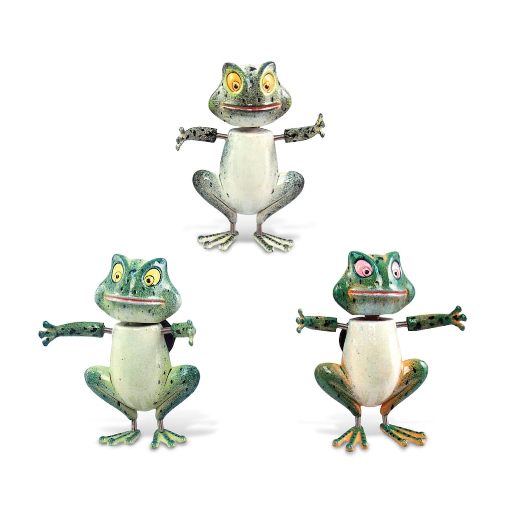 Puzzled Plastic Friendly Frog Bobble Magnet (Set of 3)
