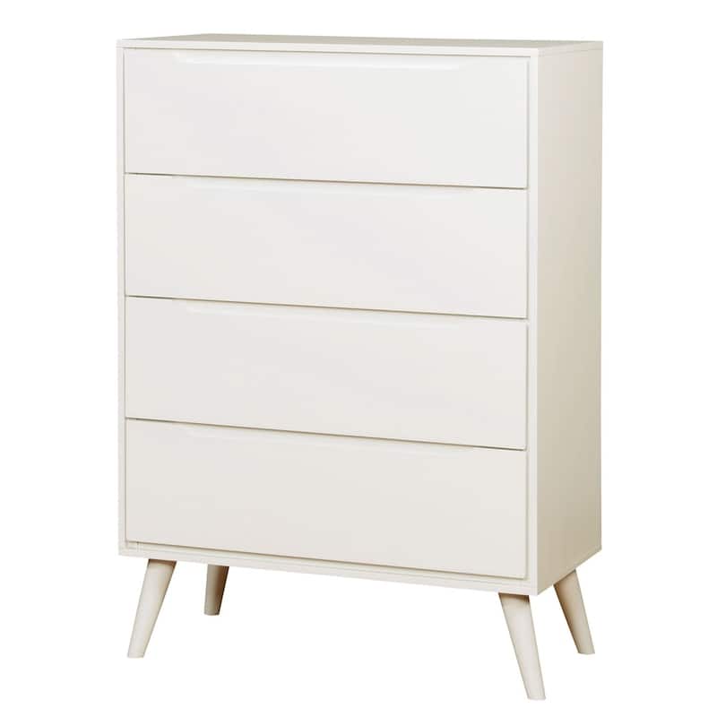 Fopp Mid-century Modern 4-Drawer Solid Wood Chest by Furniture of America - White