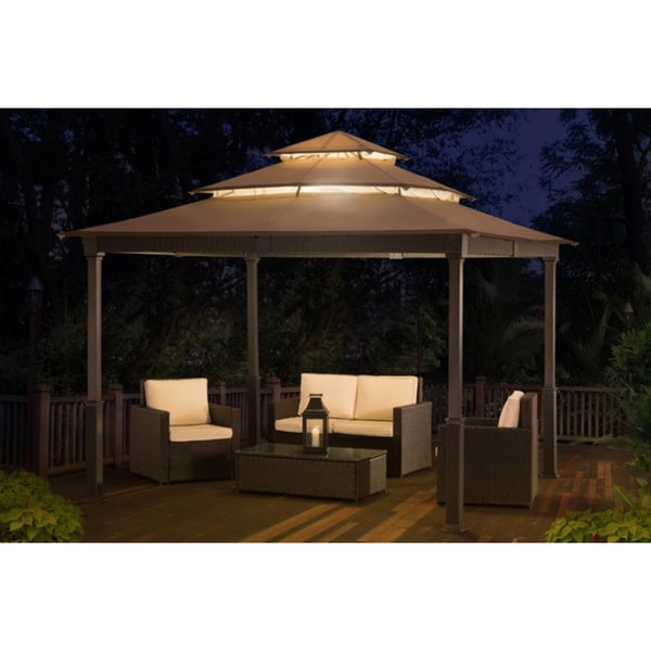 Shop Sunjoy V10 10feet Wide x 10feet Long Wicker Gazebo Free