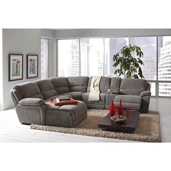 Coaster Company Grey Microfiber Reclining Sectional with Storage