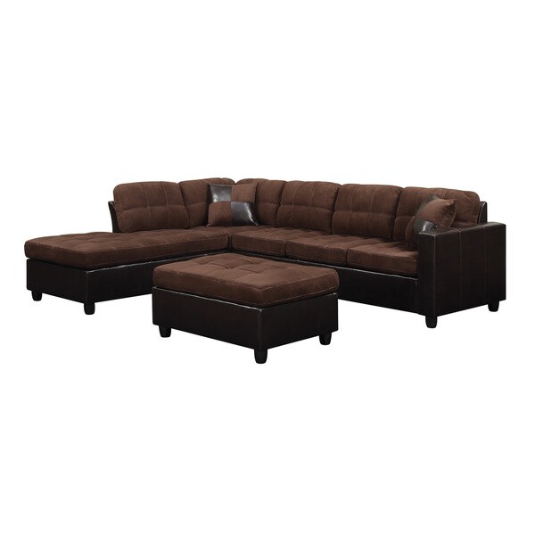Coaster Company Chocolate Velvet Vinyl Tufted Sectional Sofa Coaster Company Chocolate Velvet Vinyl Tufted Sectional Sofa Free Shipping Today 12440824