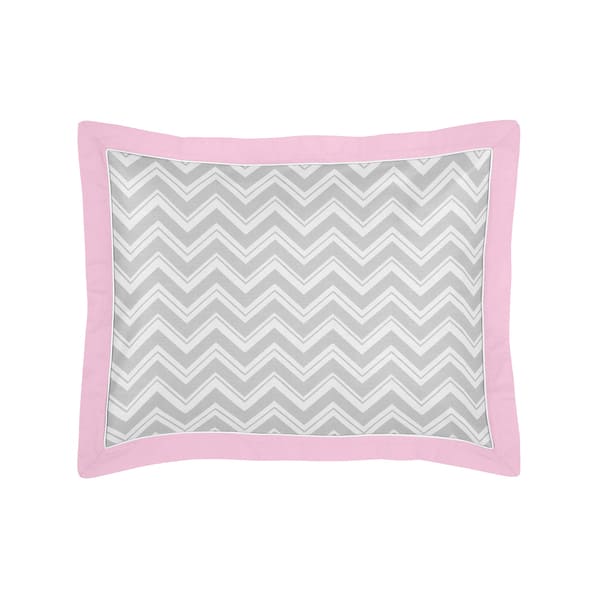 Gray and Pink Zig Zag Collection Standard Pillow Sham by Sweet Jojo Designs  - Bed Bath & Beyond - 12441235