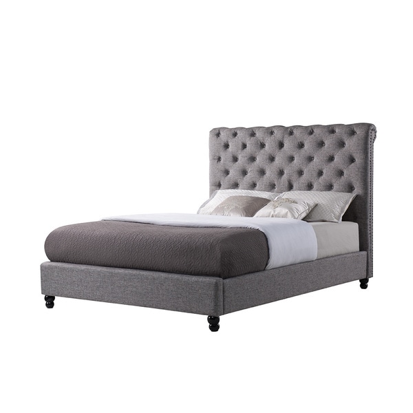 LYKE Home Charcoal Tufted Upholstered Bed
