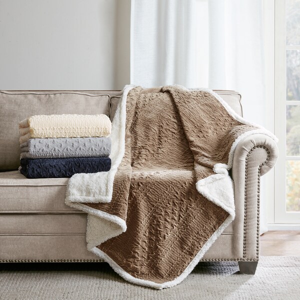 Madison Park Annabel Textured Plush Throw 4-Color Options