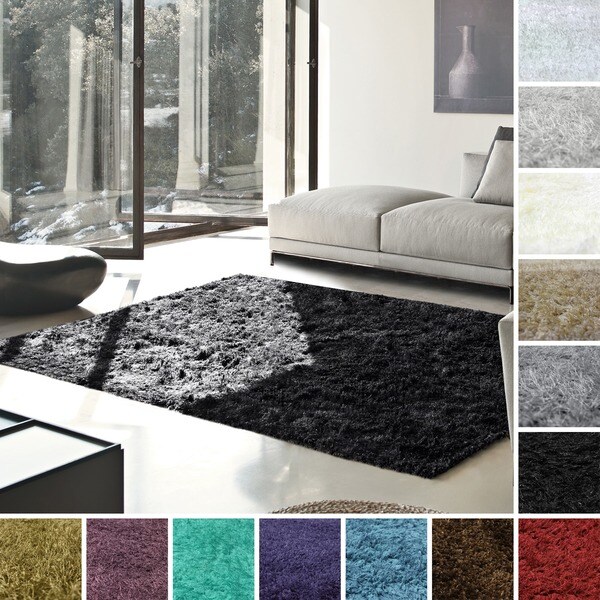 Superior Elegant, Plush, Hand-Woven Beige Shag Rug