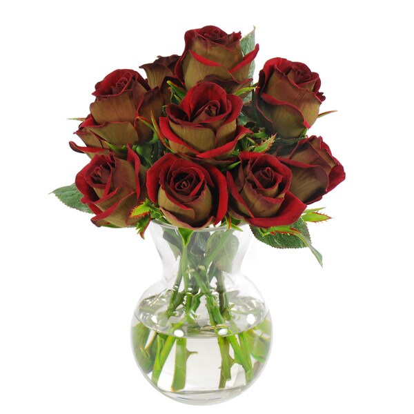 Shop Jane Seymour Botanicals Red And Green Floribunda Rose Bouquet In