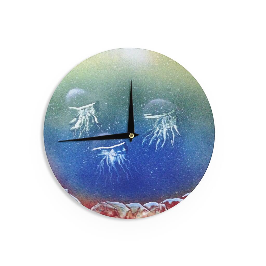 KESS InHouseInfinite Spray Art 'Underwater Aliens' Blue JellyfishWall Clock