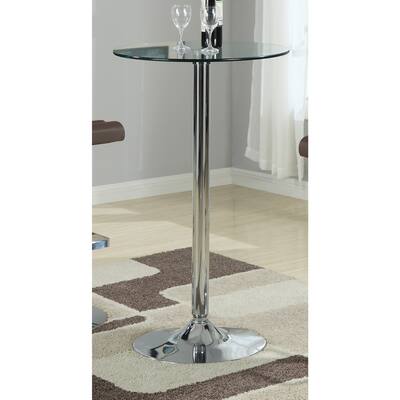 Porch & Den Leary Round Silver Metal Bar Table - 40.50" x 23.75"
