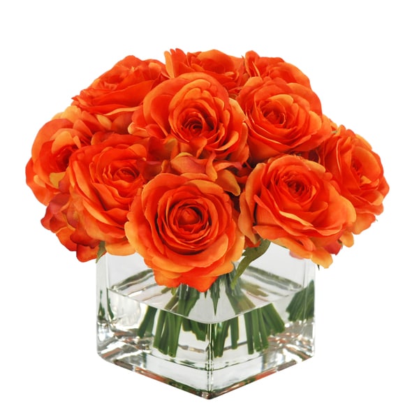 Shop Jane Seymour Botanicals Faux Silk Orange Rose Bouquet In Square