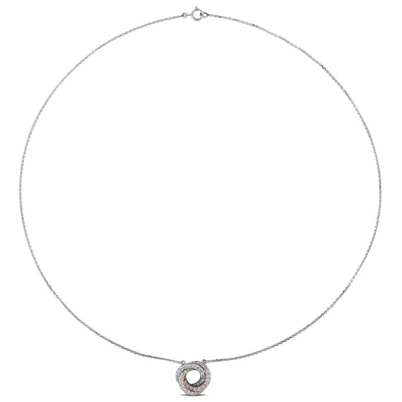 Miadora Signature Collection 14k Tri-color White Yellow and Rose Gold 1/2ct TDW Diamond Swirl Necklace (G-H, SI1-SI2)