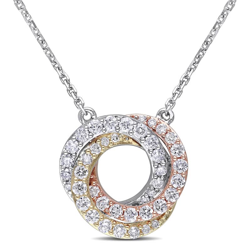 Miadora Signature Collection 14k Tri-color White Yellow and Rose Gold 1/2ct TDW Diamond Swirl Necklace (G-H, SI1-SI2)